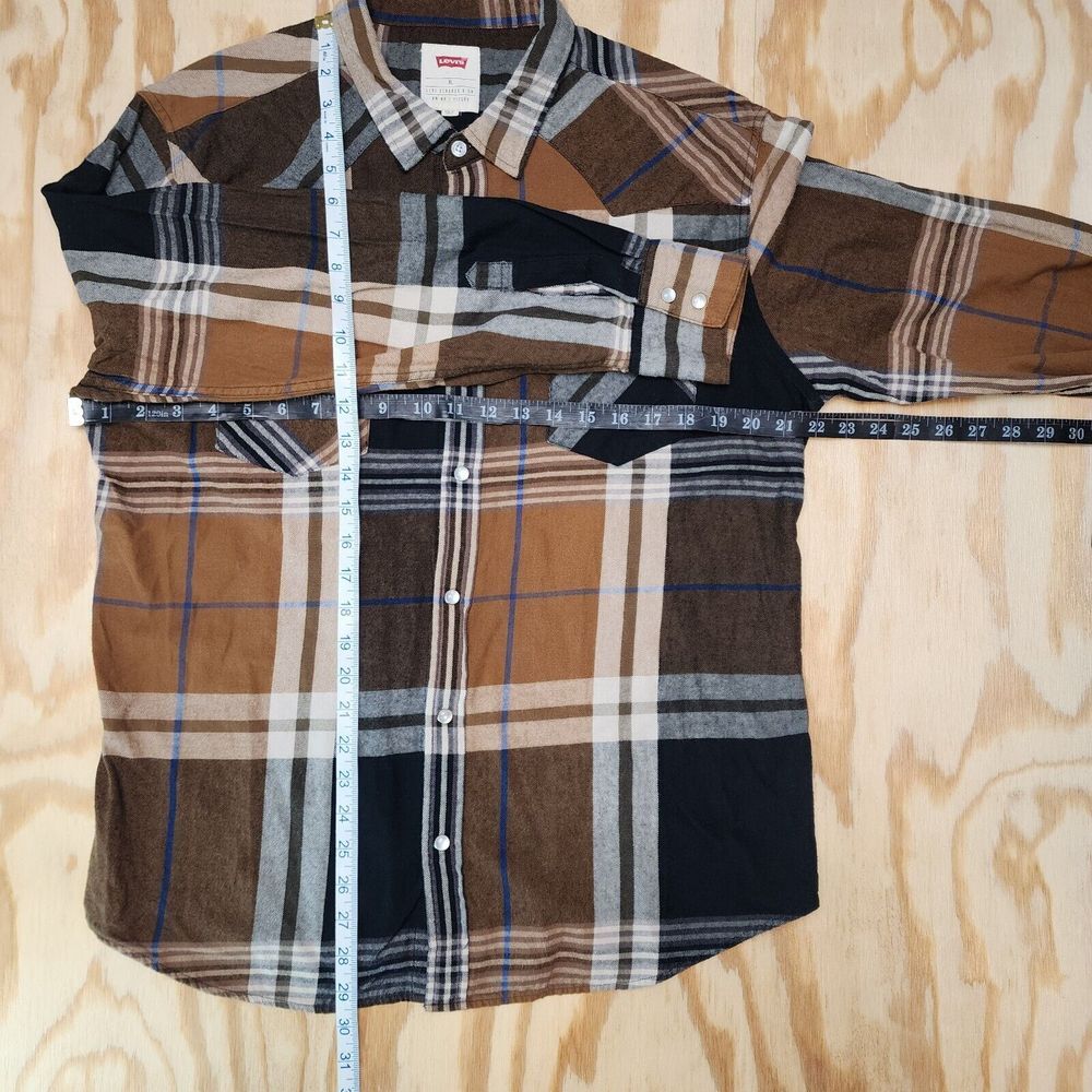 Levi's Shirt Mens Size XL Brown Plaid Pearl Snap Button Chest Pockets - Picture 6 of 6